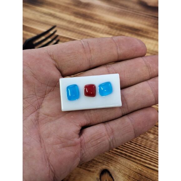 Jewelry - Fused Art Glass Rectangular Brooch Pin 1.5"‎ X 1"